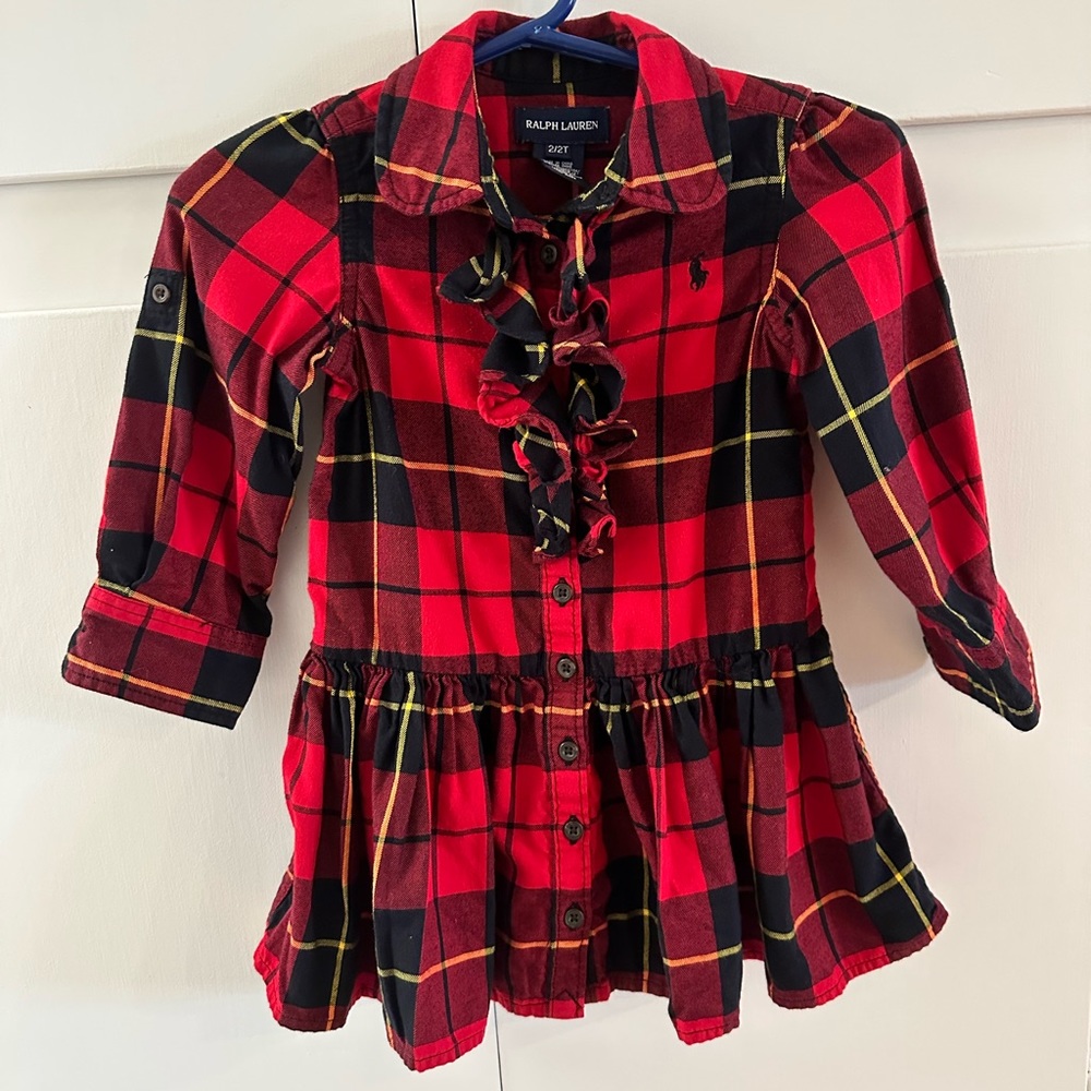 Ralph Lauren Plaid Cotton Flannel Dress Size 2/2T